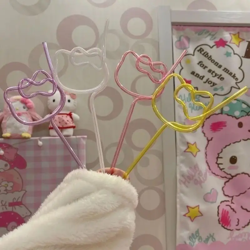 Sanrio Hello Kitty's креативная соломинка милый новый мультфильм повторное использование высокая термостойкость Kawaii хит продаж оптовая продажа летние девушки