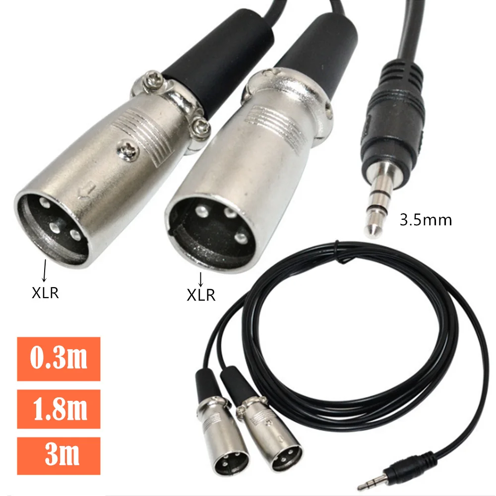 Аудиокабель 3,5 «папа» на 2* XLR «папа» 3,5 М на двойной XLR M Y-кабель3.5 «папа» на 2XLR