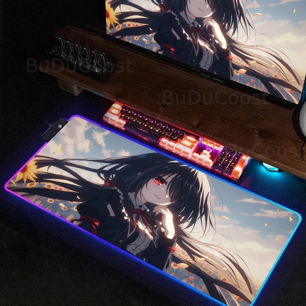Лучшие Продавцы Date A Live Tokisaki Kurumi Anime HD print XXL большой размер коврик для мыши ПК RGB подсветка Компьютерные аксессуары коврик для мыши