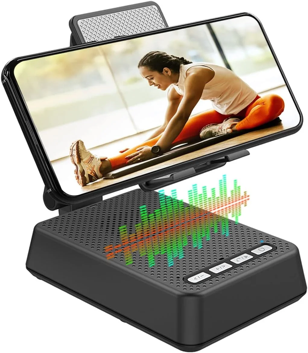 Подставка для телефона с беспроводным динамиком Bluetooth, противоскользящим объемным HD-звуком, регулируемым держателем стола для планшета, портативным динамиком