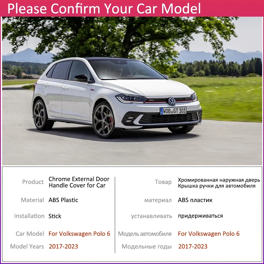 Фото Крышка дверной ручки из углеродного волокна для Volkswagen VW Polo MK6 AW BZ 2017 ~ 2023, защитные наклейки, аксессуары для внешних деталей №2