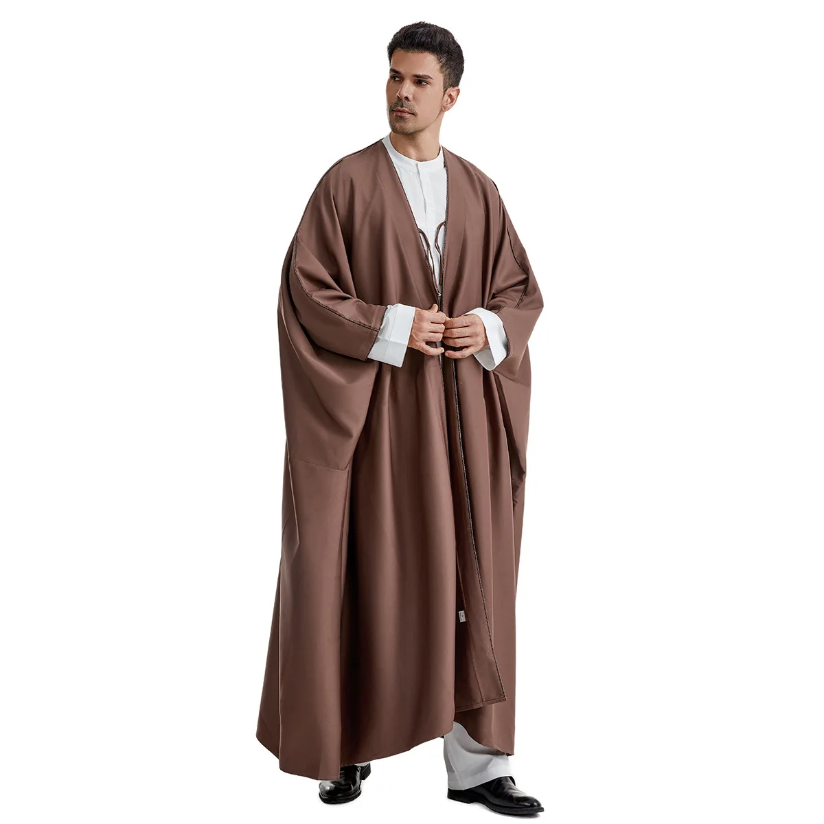 Фото Рамадан Djellaba Eid Abayas, молитвенный кафтан для мужчин, мусульманская открытая Абая, Турецкий Арабский, Jubba Thobe, ислама, Dishdasha №2