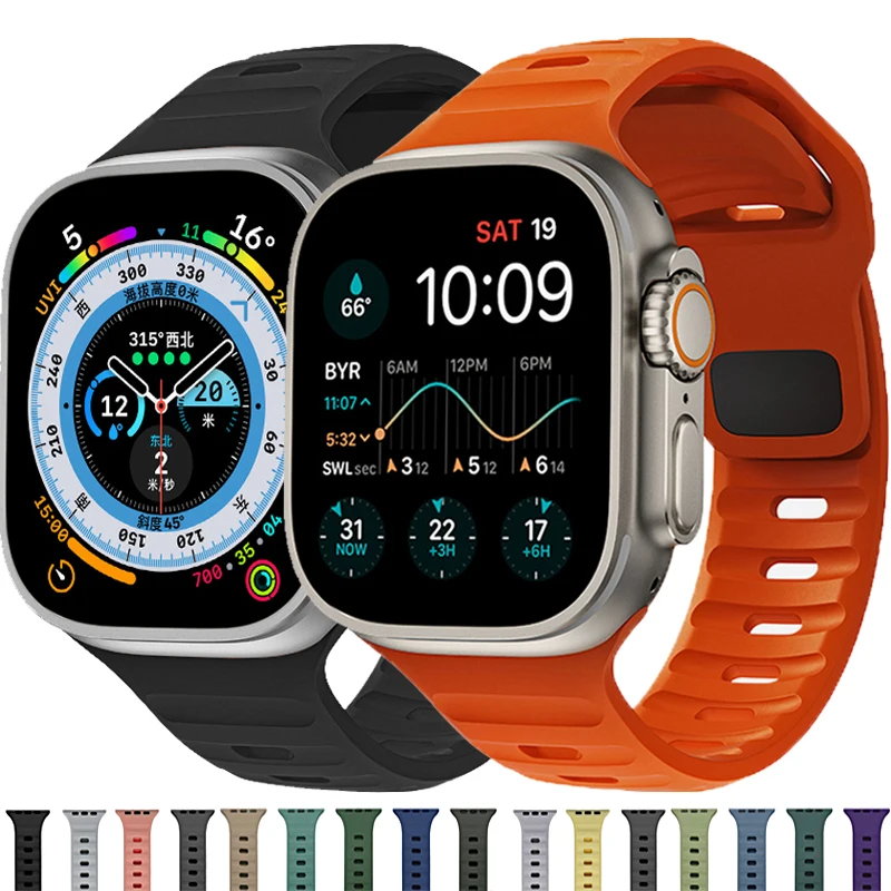 Силиконовый ремешок для Apple Watch Band 44 мм 40 мм 45 мм 41 мм 49 мм 42 мм 38 мм 44 45 мм, браслет для iWatch Series 7 se 3 4 5 6 8 Ultra Band