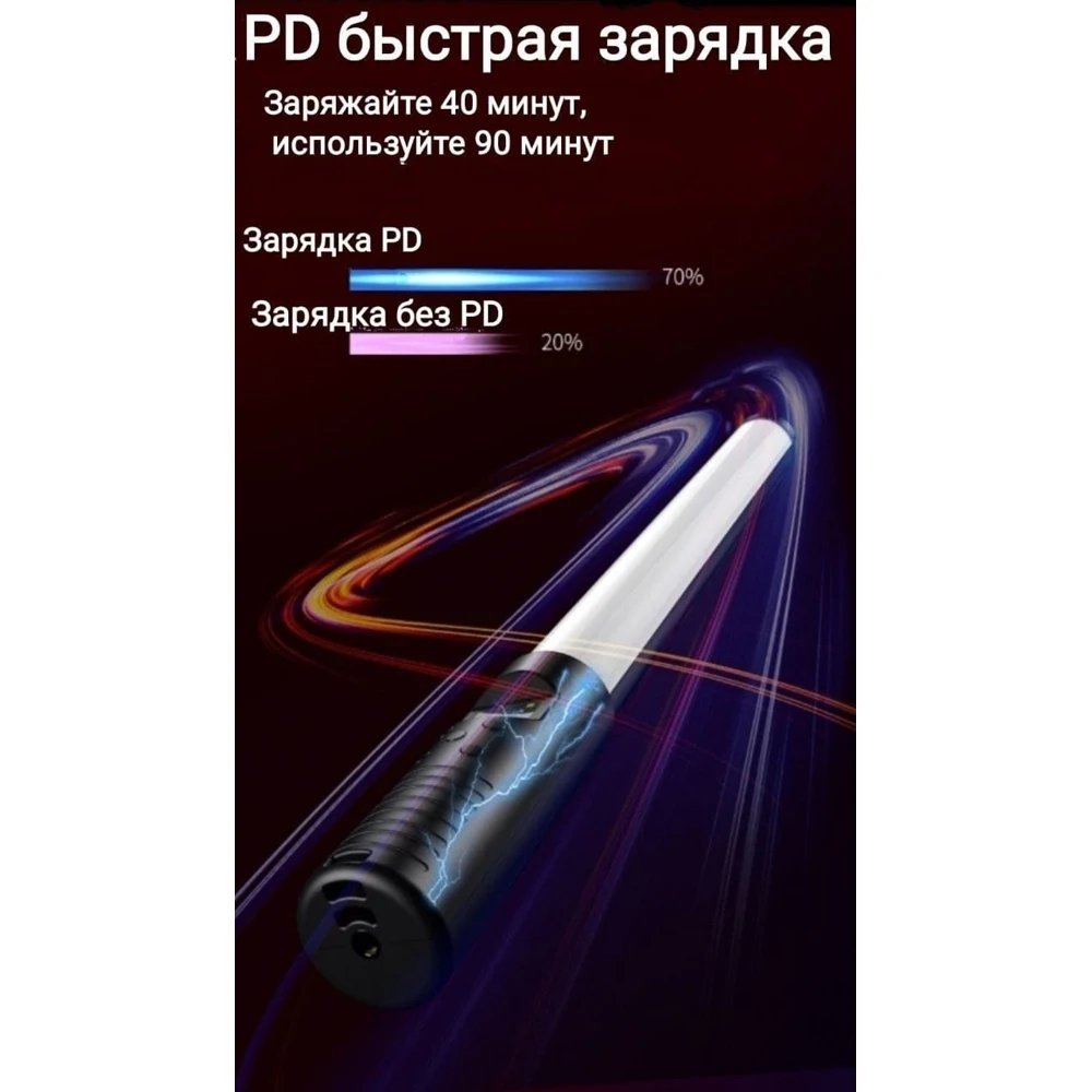 Фото Светодиодная заряжаемая лампа RGB Light Stick  для фото и видео съемки. №3