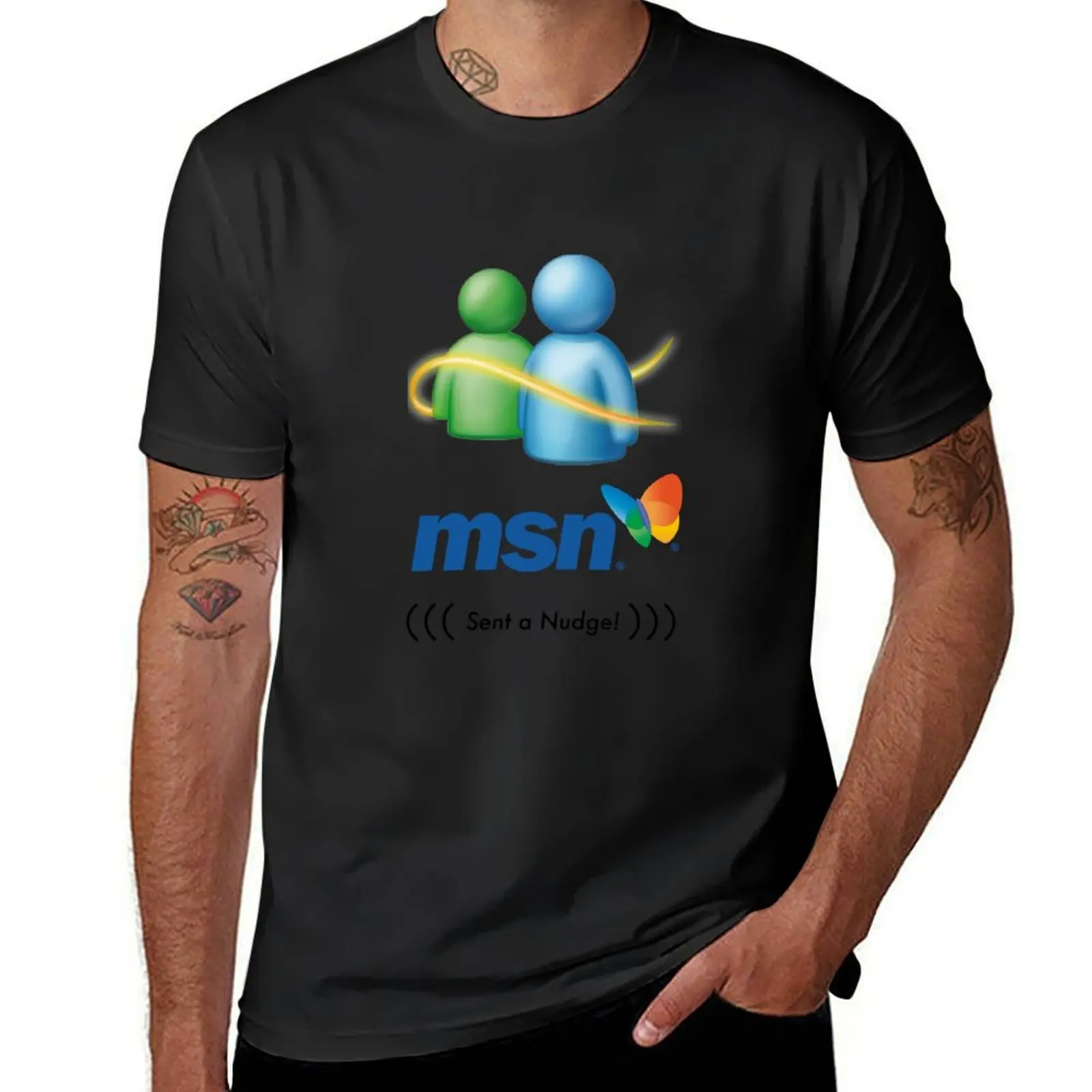Мессенджер MSN отправил шнурок! Футболка с графическим принтом кавайная одежда мужские Графические футболки