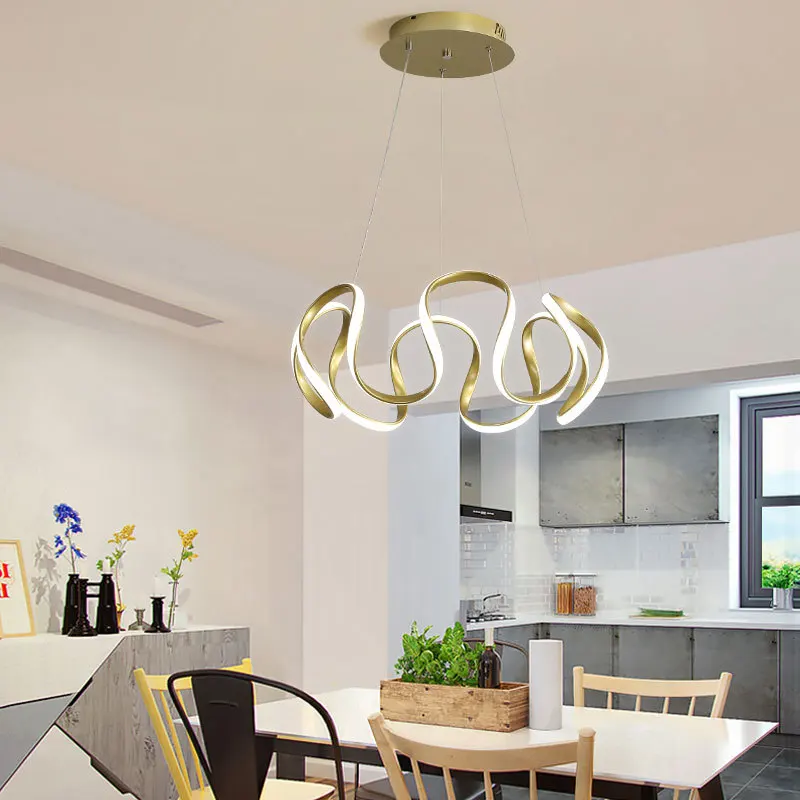 Фото Lampu Gantung Modern Lampu Gantung Led Emas Bulat/Hitam Lampu Gantung Dapur Ruang Tamu Ruang Makan Lampu Ruang Dapur №5