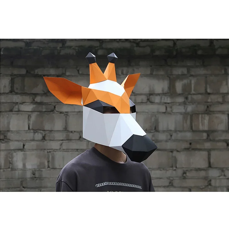 Жираф животное маска для головы для взрослых бумажная модель, 3D Papercraft Art Origami костюм вечерние косплей, ручная работа DIY Craft RTY066 (art.: 3920cbff1b32e) - 3920cbff1b32e