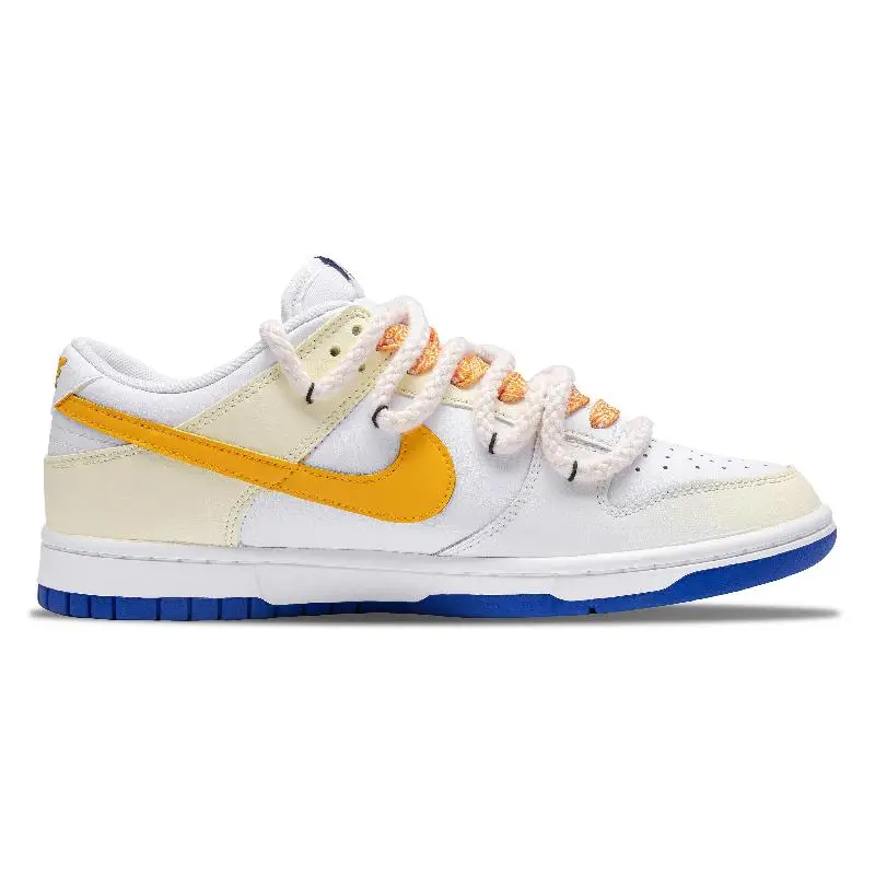 Фото 【Настроить】Nike Dunk Обувь для скейтбординга Мужские низкие белые/желтые/оранжевые кроссовки DV0831-104 №2