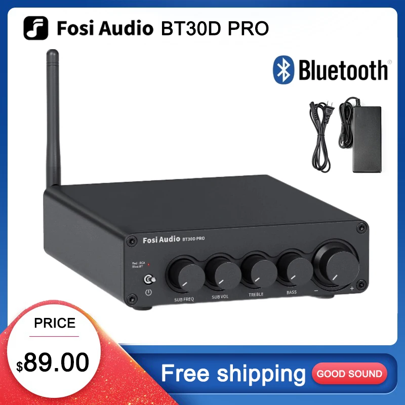 Fosi Audio BT30D PRO Bluetooth усилитель мощности звука 2,1-канальный усилитель аудио усилитель для динамика сабвуфера 165 Втx2 + 350 Вт BT30D PRO
