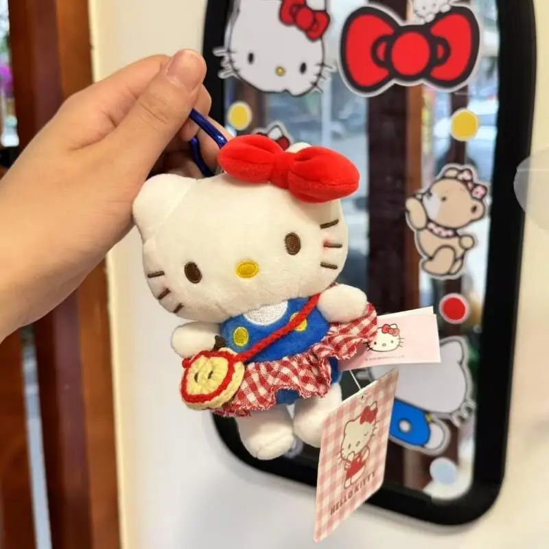Фото Sanrio наполнительная кукла игрушки Hello Kitty мультфильм плюшевый мягкий рюкзак кулон Kawaii креативный орнамент милый подарок на день рождения для девочек №2