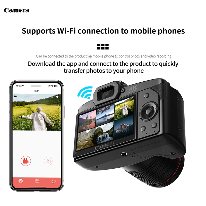 Фото Новый продукт D5 4K двойная камера высокого разрешения 64 миллиона пикселей Wi-Fi DSLR камера красота Цифровая камера ночного видения №3