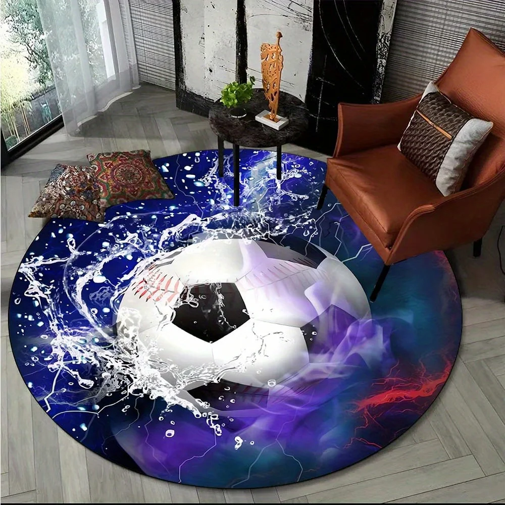 3D Мультяшные футбольные круглые коврики для гостиной, детская комната, стул, ковры, спальня, прикроватная Нескользящая подставка для ног, домашний декор