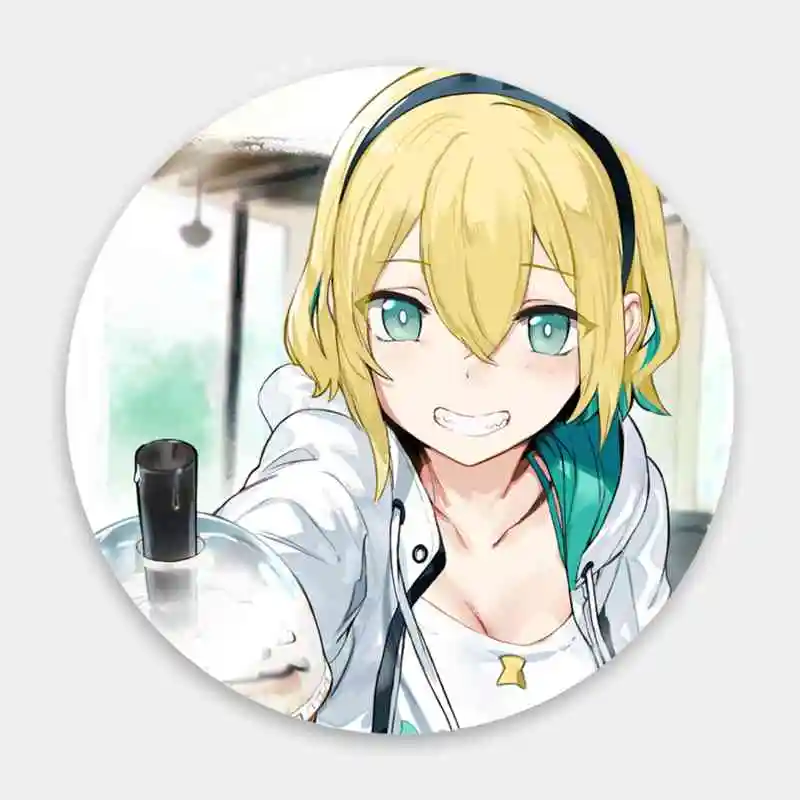 Amano Pikamee Ch VTuber значок аниме брошь якорь периферийные булавки ученик мультфильм шляпа ювелирные изделия 58 мм грудная бирка DIY кулон