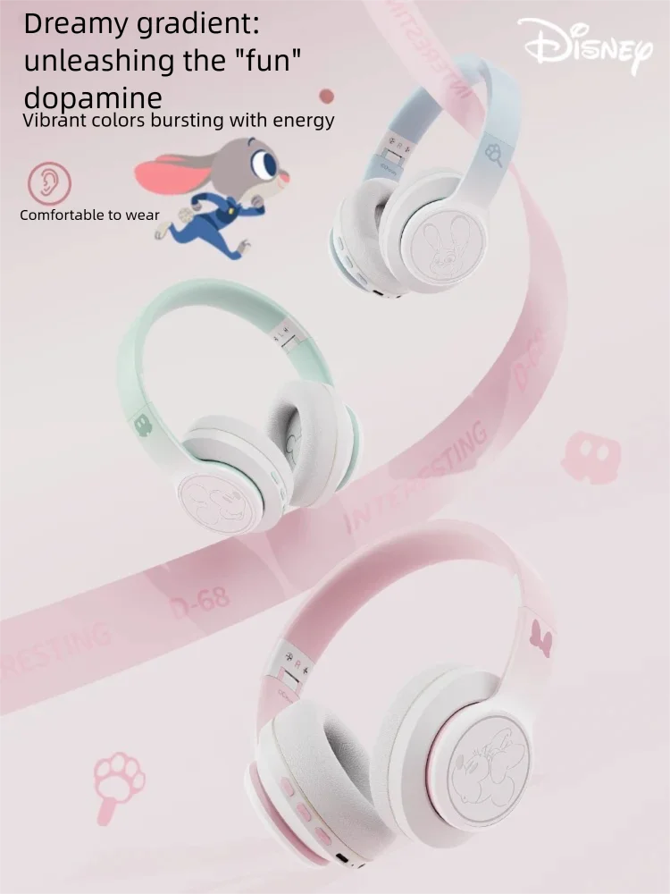 Bluetooth-наушники серии Disney Mickey D-68, беспроводные наушники, Bluetooth 5,4, гарнитура с шумоподавлением, игровые наушники