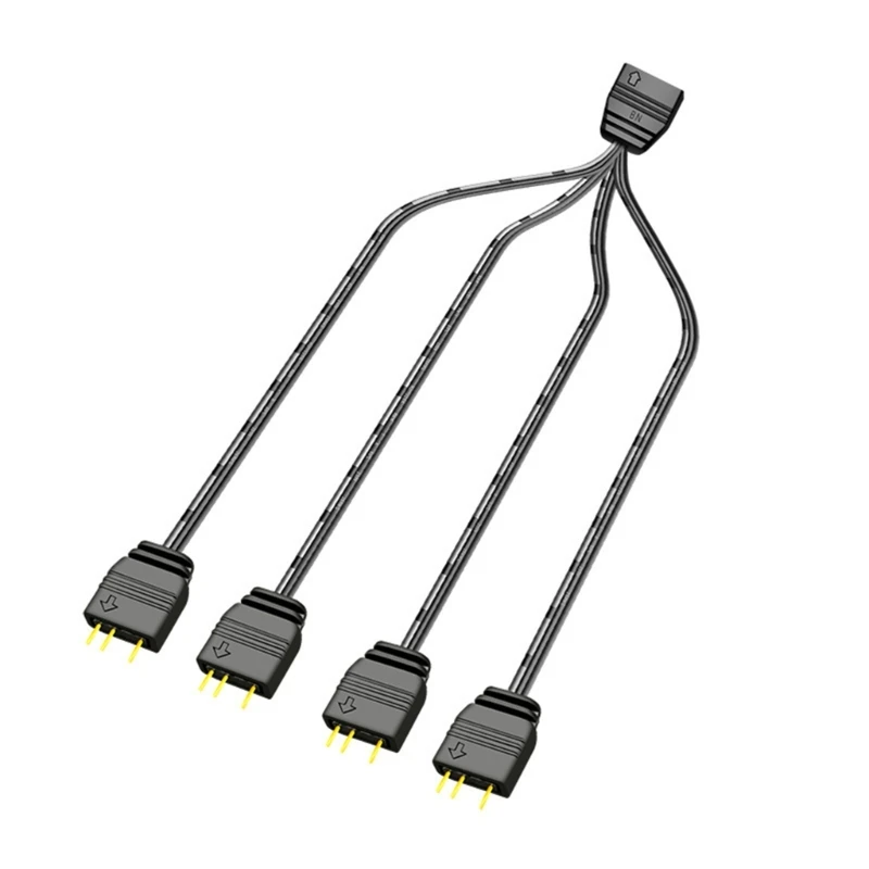 3-контактный удлинительный кабель ARGB 5 В, адаптер 33 см, разветвитель RGB от 1 до 4 для светодиодов ПК