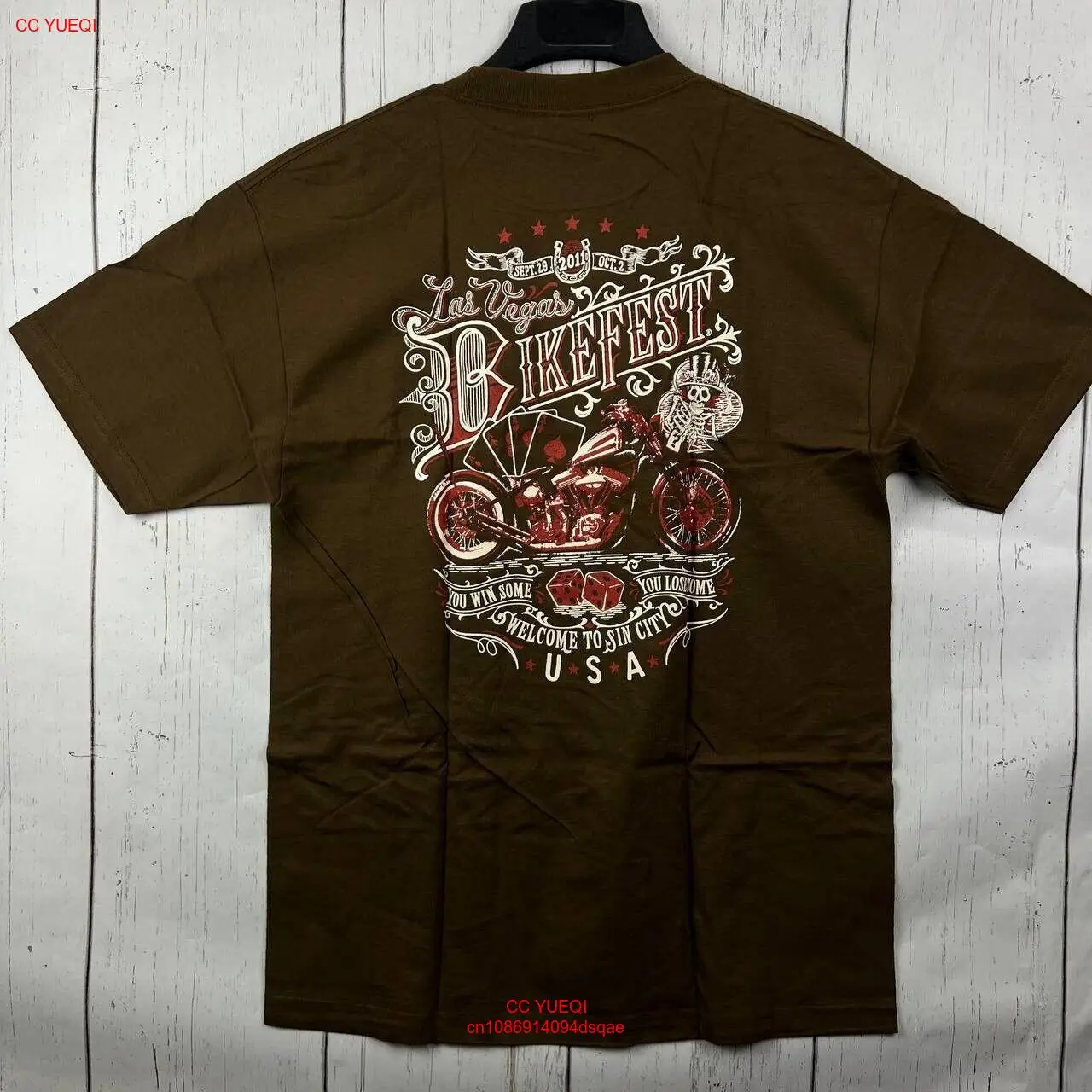 Винтажная Футболка Las Vegas Bike Fest 2011, большая Повседневная Коричневая футболка в стиле Alstyle, новинка для мужчин