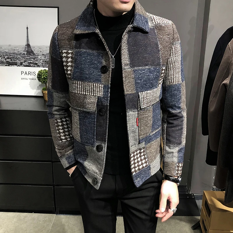 Мужская осень-зима 2023, модная новинка, повседневное пальто Kurta без пальто Lacecafe/мужское флисовое пальто в клетку