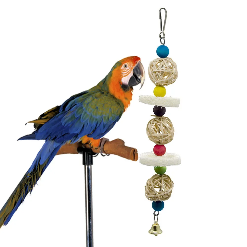 Игрушки для птиц, клетка для попугаев, игрушки, клетки Cockatoo Conure, люфа, губка, игрушки для попугаев ручной работы с колокольчиком