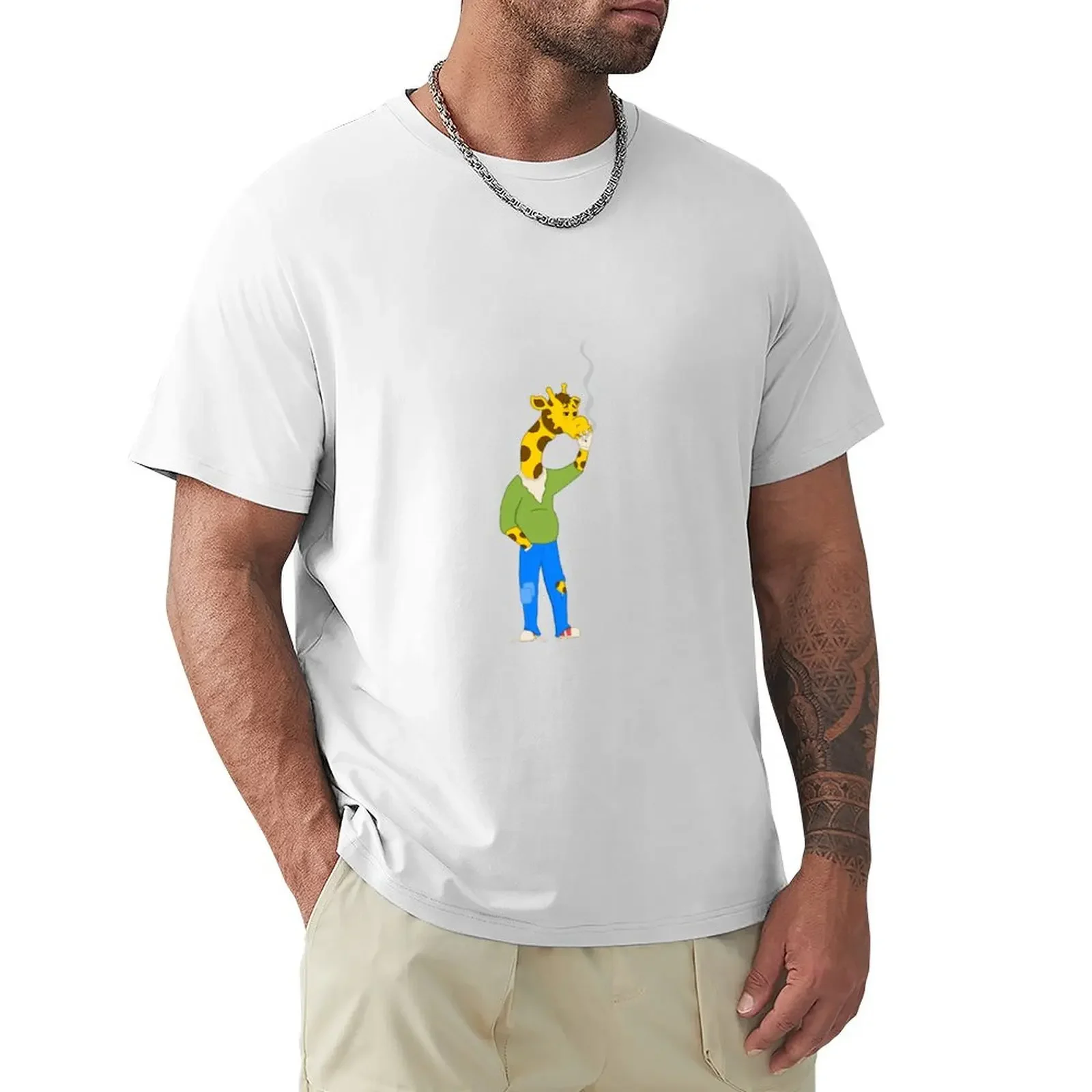 Футболка Geoffrey the Junky с жирафом, летняя одежда, корейские модные мужские винтажные футболки