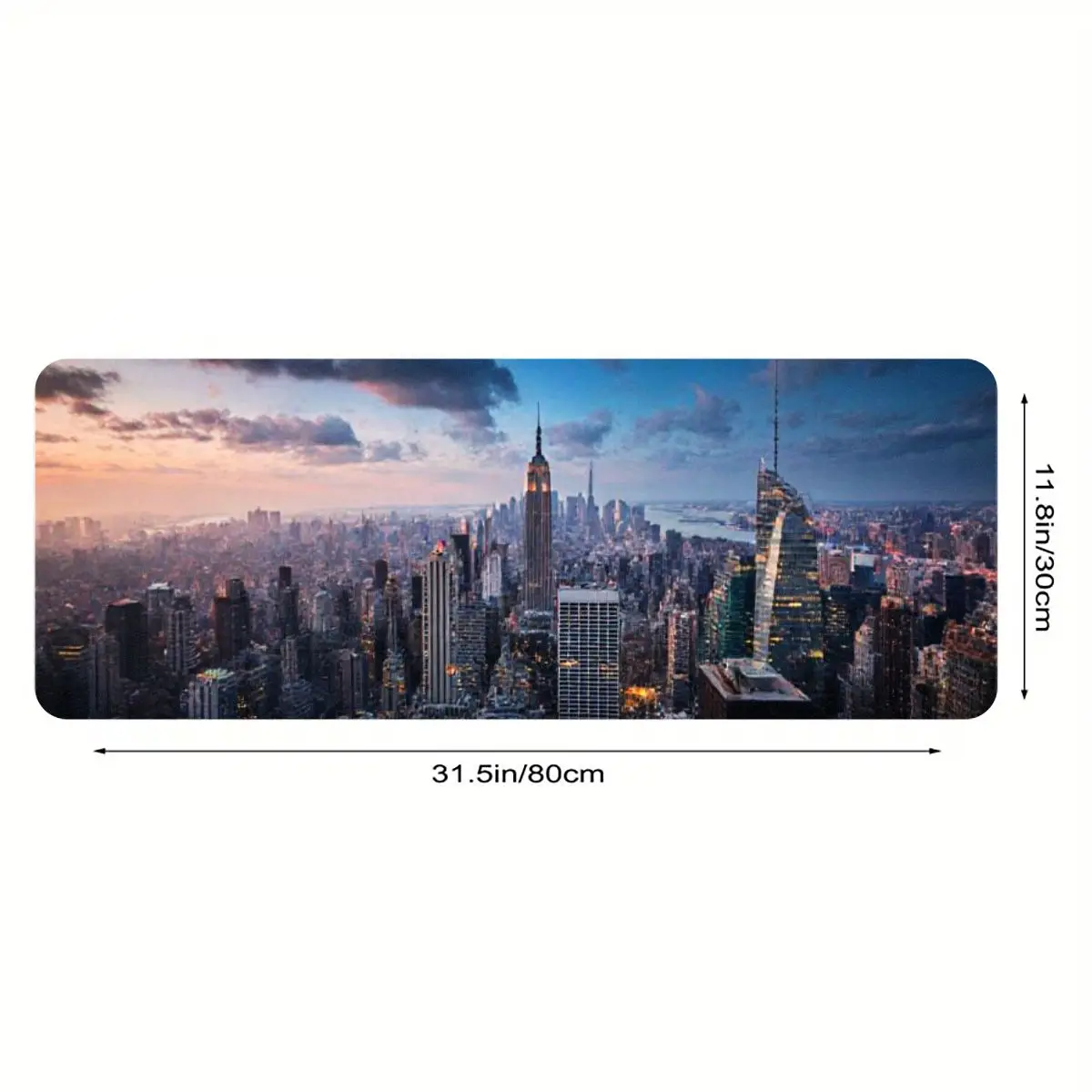 Панорамный коврик для мыши New York City Skyline, нескользящее основание, принт высокой четкости, идеально подходит для игрового и офисного использования, 31,5 x 11,8i
