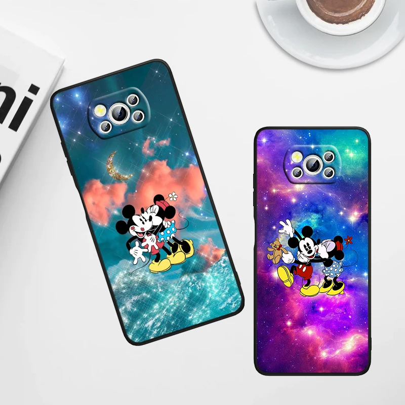 Фото Разноцветный чехол с Микки и Минни для Xiaomi Poco X6 X5 X4 X3 F4 F3 NFC M6 M5 M4 GT S Pro 4G 5G C65 черный мягкий чехол для телефона №2