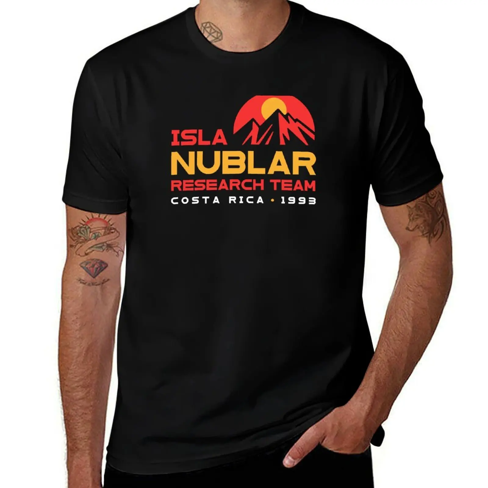 Футболка Isla Nublar Research Team, винтажная забавная футболка, уличная одежда больших размеров, мужская дизайнерская футболка