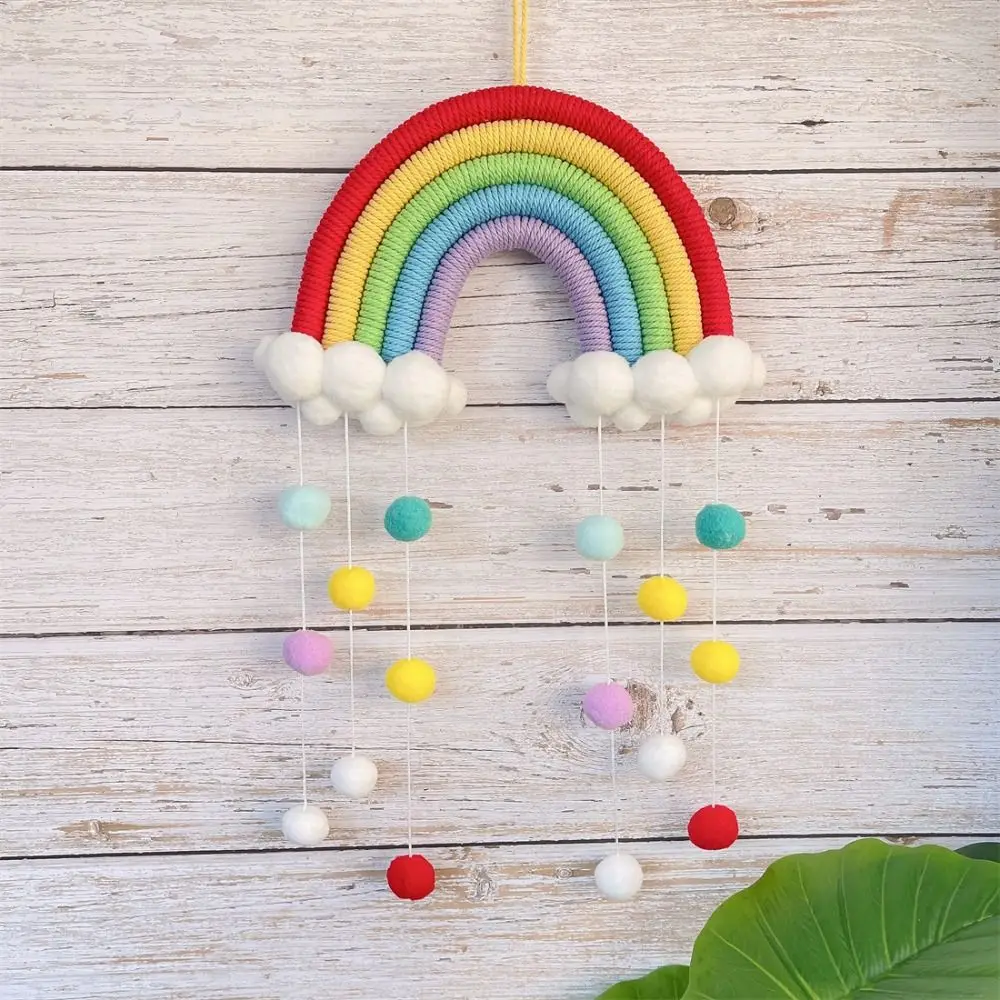DIY PomPom Радужные облака гобелен ручной работы макраме реквизит для фото тканый настенный декор дома