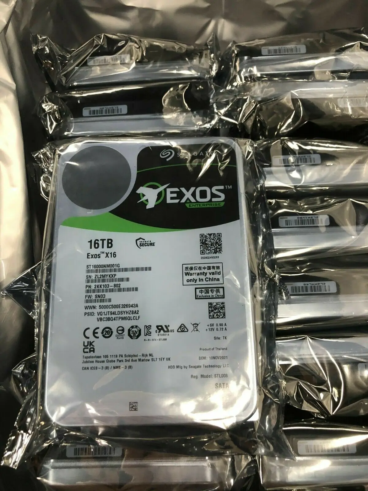 Для Seagate Exos X16 16 ТБ, 256 МБ, 7200 об/мин, 3,5 дюйма, SATA, 6 Гбит/с, жесткий диск — ST16000NM001G
