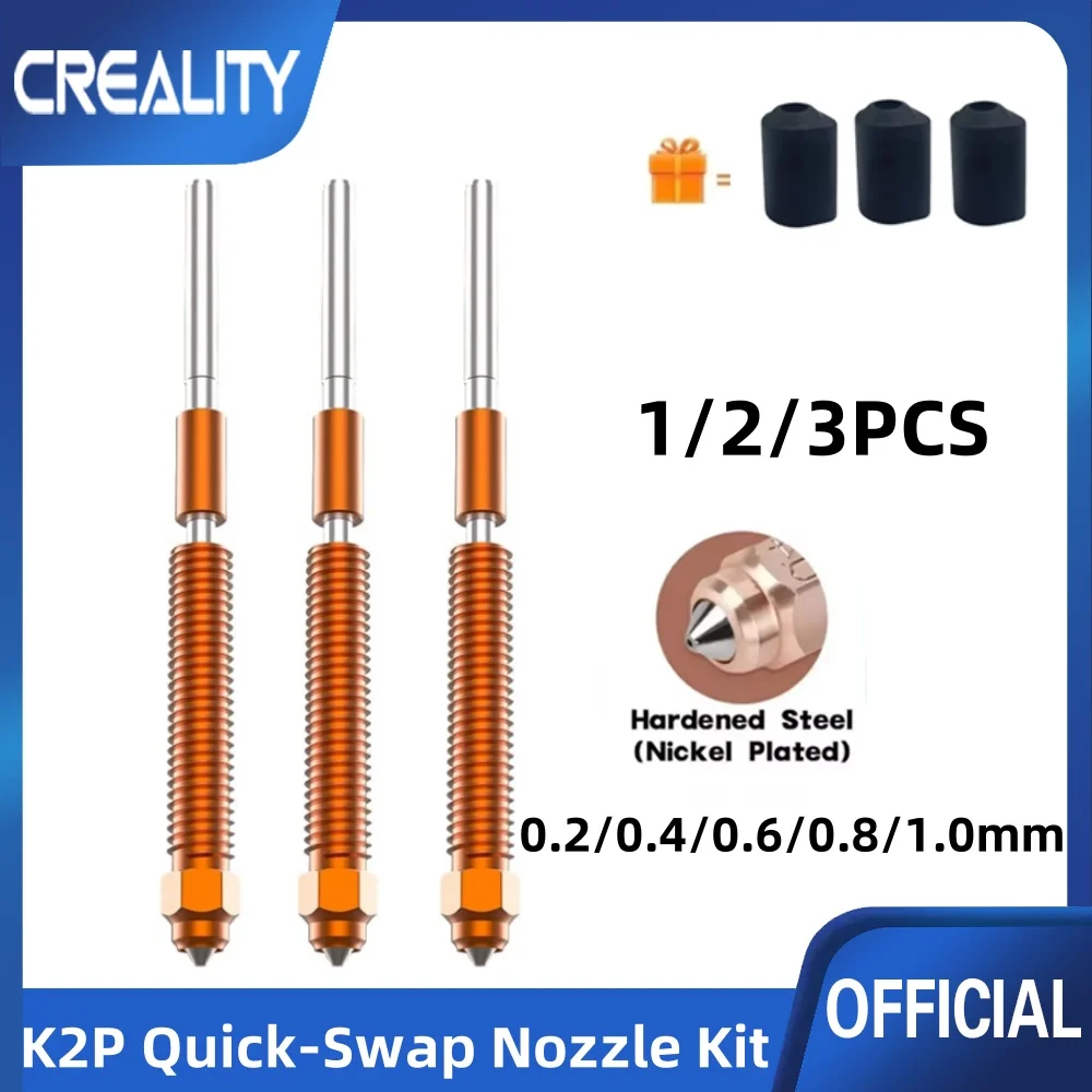 1/2/3 шт. насадка Creality K2 Plus, комплект быстросменных насадок из закаленной стали, цельнометаллический дизайн с 0,2/0,4/0,6/0,8/1,0 мм для 3D-принтера