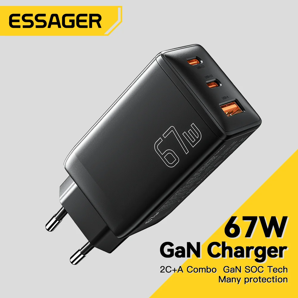 Зарядное устройство Essager с USB Type-C и поддержкой быстрой зарядки, 67 Вт
