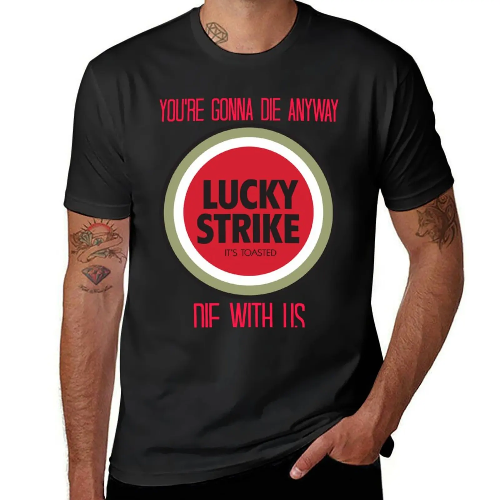 Божественные мужчины Lucky Strike Ad - футболка с красным текстом, летний топ с синим замком, винтажная рубашка в стиле аниме, эстетичная одежда, мужская одежда