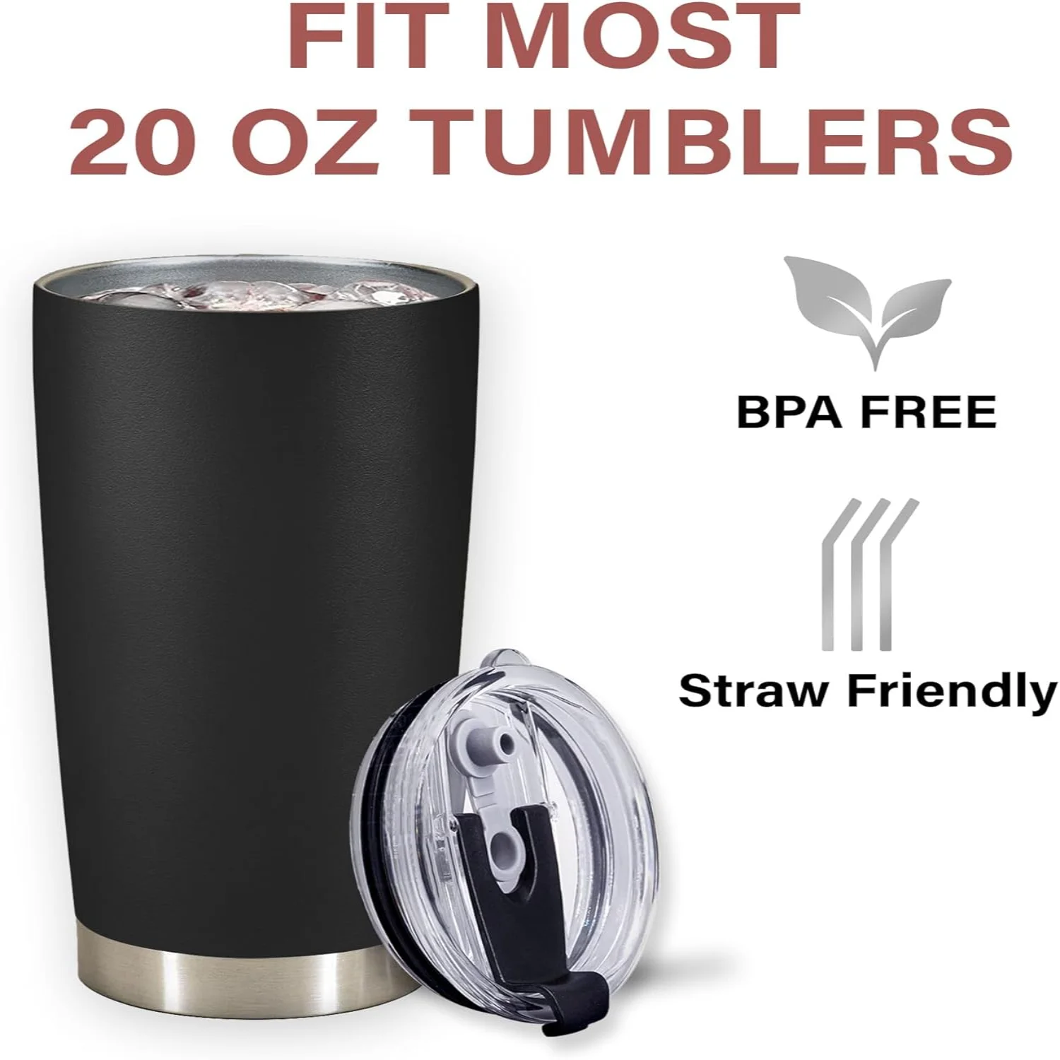 Фото Lid for 20oz Stainless Steel Tumbler Travel Cup, Fits Rambler, and more 20oz Tumblers, Spill  Splash Resistant, Covers for 20 Ou №3