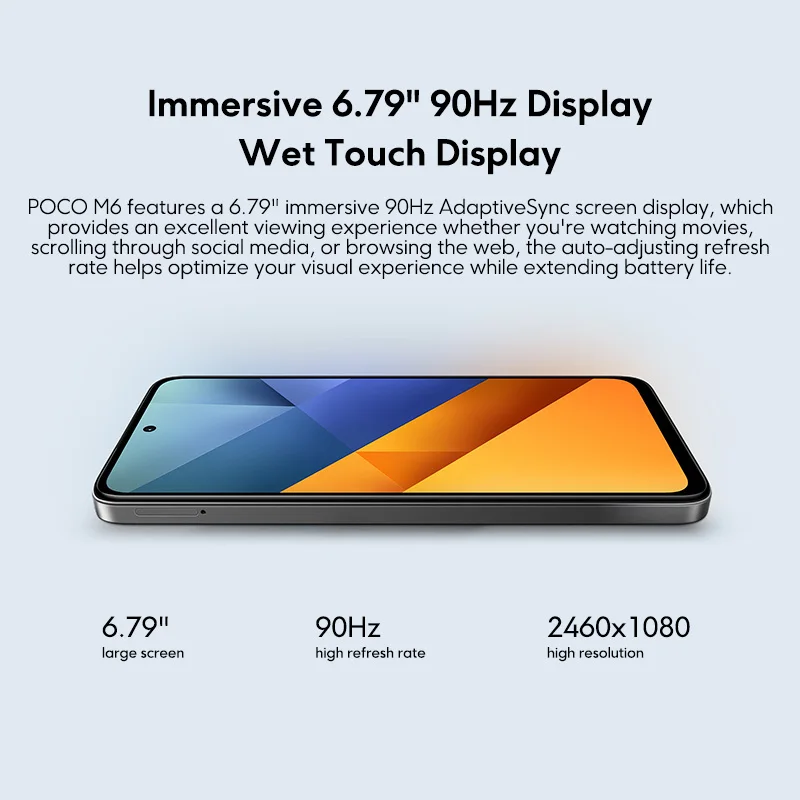 Фото Смартфон poco M6, 128 ГБ, 256G, MediaTek Helio G91 Ultra, дисплей 6,79 дюйма, 90 Гц, быстрая зарядка 33 Вт №3