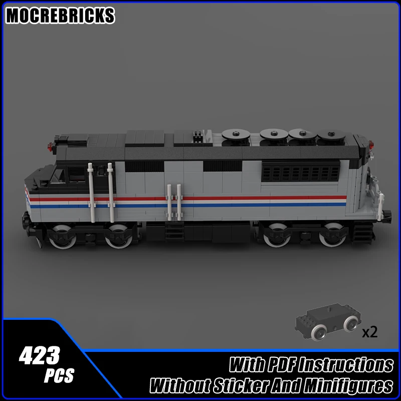 Фото MOC City Series 60337 Метрилинтер Пассажирский поезд Amtrak Дизельный локомотив Модель Строительный блок DIY Игрушки Набор кирпичей Рождественские подарки №2