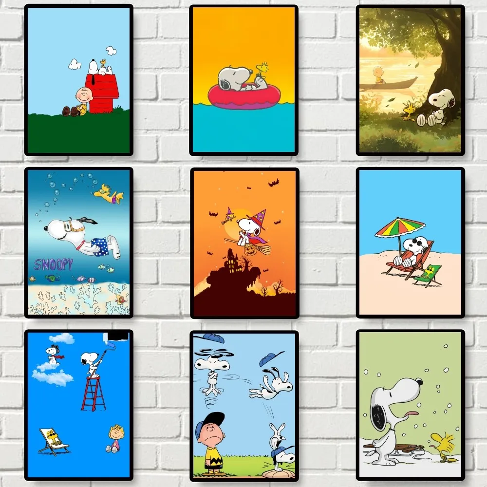 Веселый постер Snoopy, Картина на холсте, украшение для дома, гостиной, детской спальни