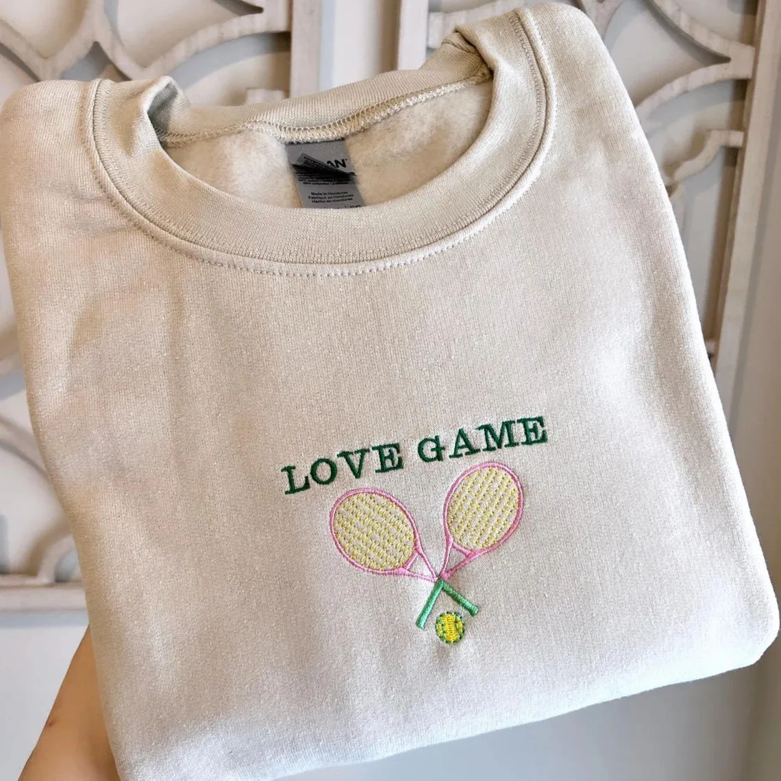 Love Game Tennis Club винтажные толстовки с круглым вырезом с вышивкой женский осенний свободный джемпер с длинными рукавами толстый флисовый пуловер