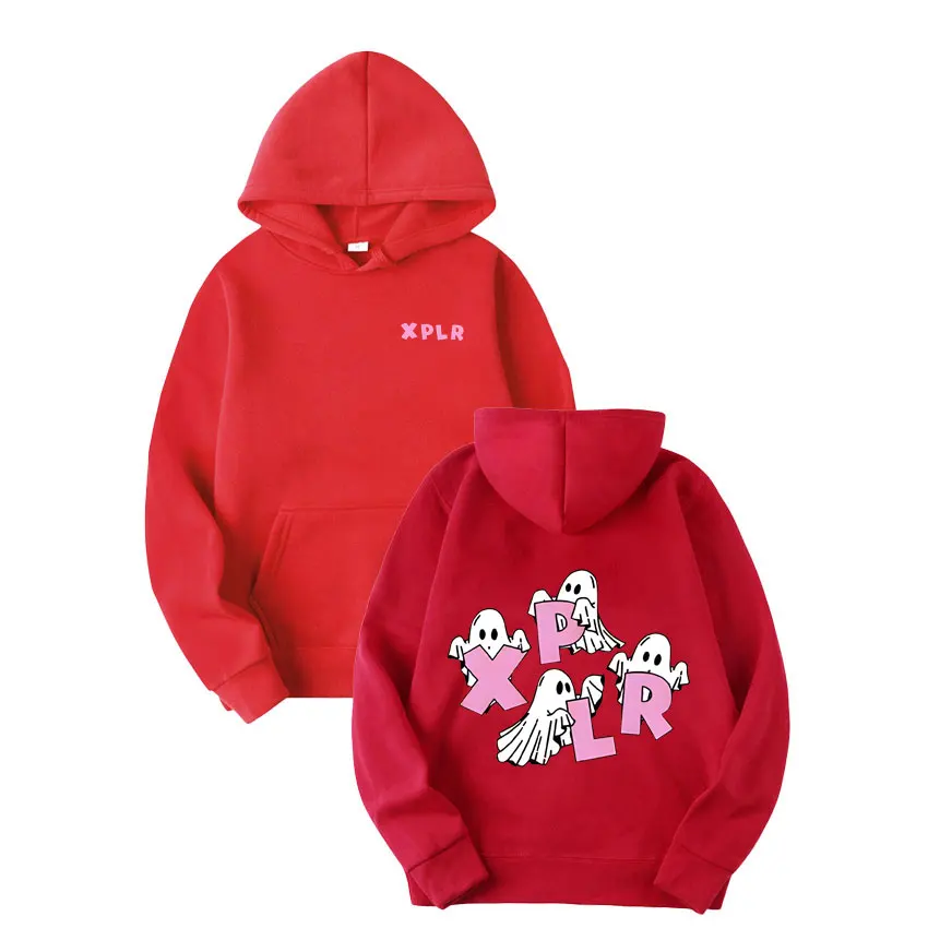 Xplr Men's and women's long sleeved hooded sweatshirts unisex streetwear hip-hop style ghost print Sam's and Colby Merch