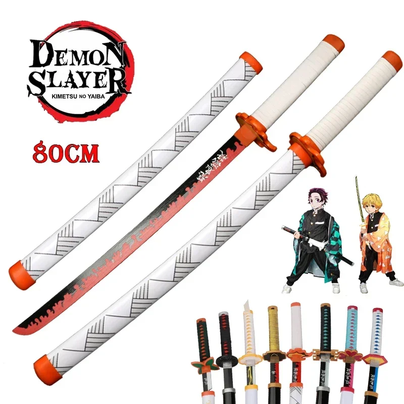 Demon Slayer 80 см деревянная игрушка меч Kimetsu No Yaiba аниме катана для косплея украшения на Хэллоуин Tanjiro Kyoujuro Zen MN3