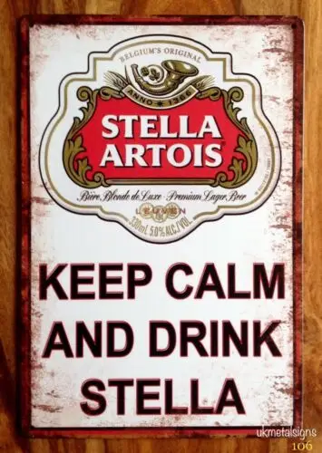 STELLA ARTOIS ПИВО ВИНТАЖНАЯ МЕТАЛЛИЧЕСКАЯ ЗНАЧКА РЕТРО ПЛАК ГАРАЖНЫЙ БАР ПАБ МУЖСКАЯ КВА-знак жерсть