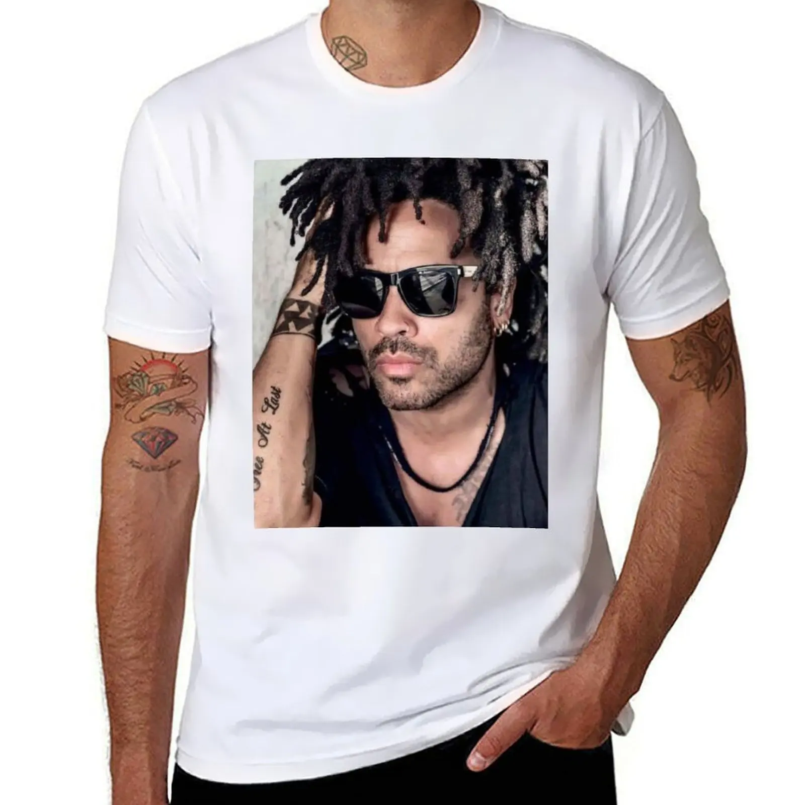 Футболка lenny kravitz art, мужская футболка с рисунком, мужские футболки с принтом