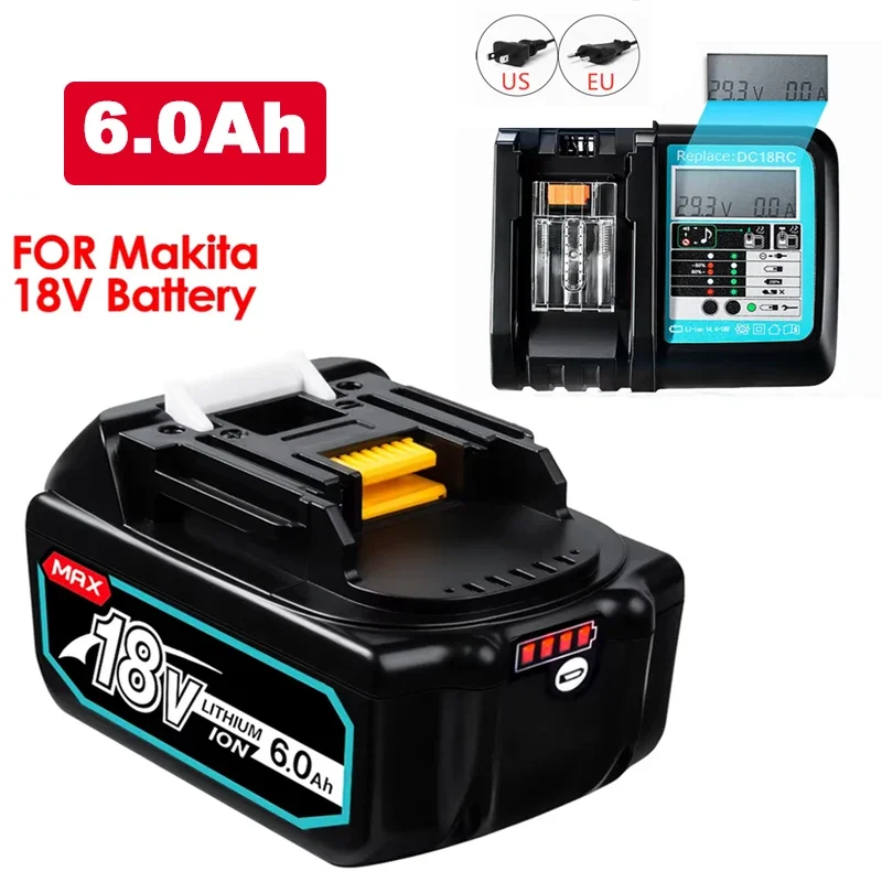 Оригинальный аккумулятор Makita 18 В 6000 мАч для электроинструментов со светодиодной литий-ионной заменой LXT BL1860B BL1860 BL1850 BL 1830