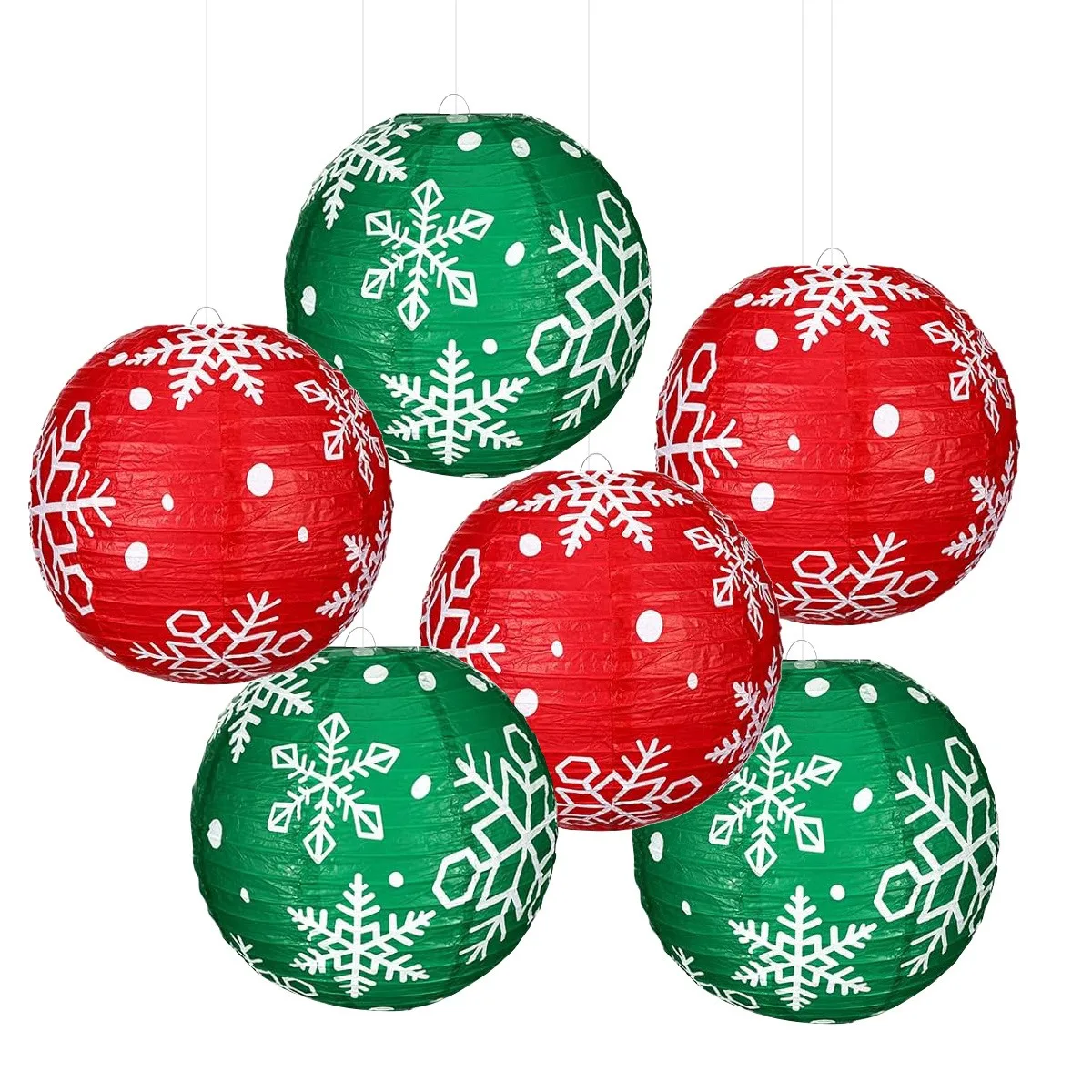 Красный, зеленый, рождественские снежинки, подвесные бумажные фонарики, Xmas Noel, веселый рождественский декор, 2025 Natal, с Новым годом 2026, домашний декор