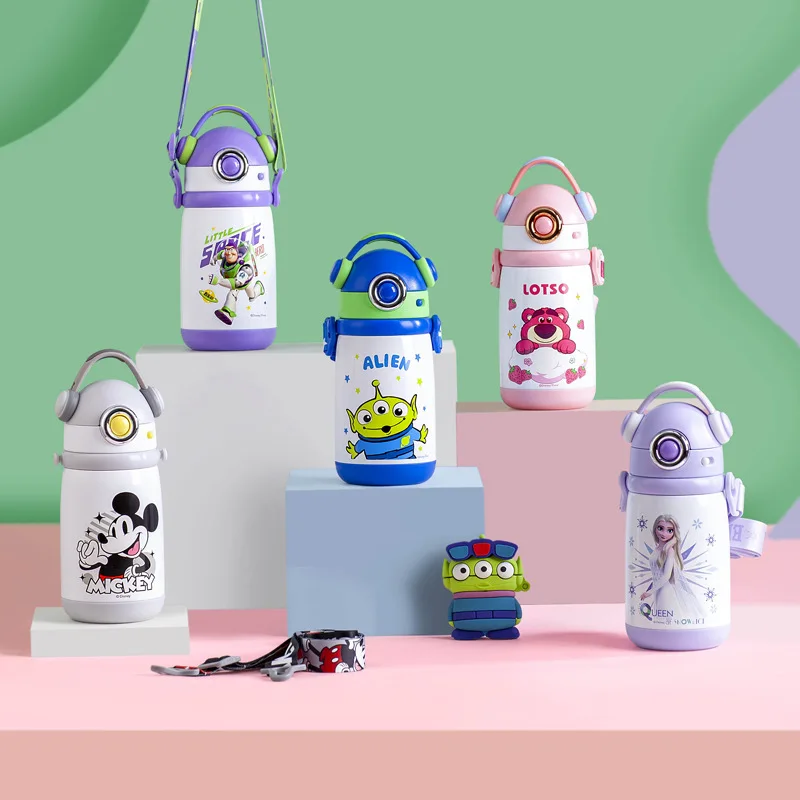 Kawaii диснеевские мультфильмы лотсо детский термос чашка из нержавеющей стали Базз Лайтер инопланетянин Милая Микки соломинка Питьевая чашка