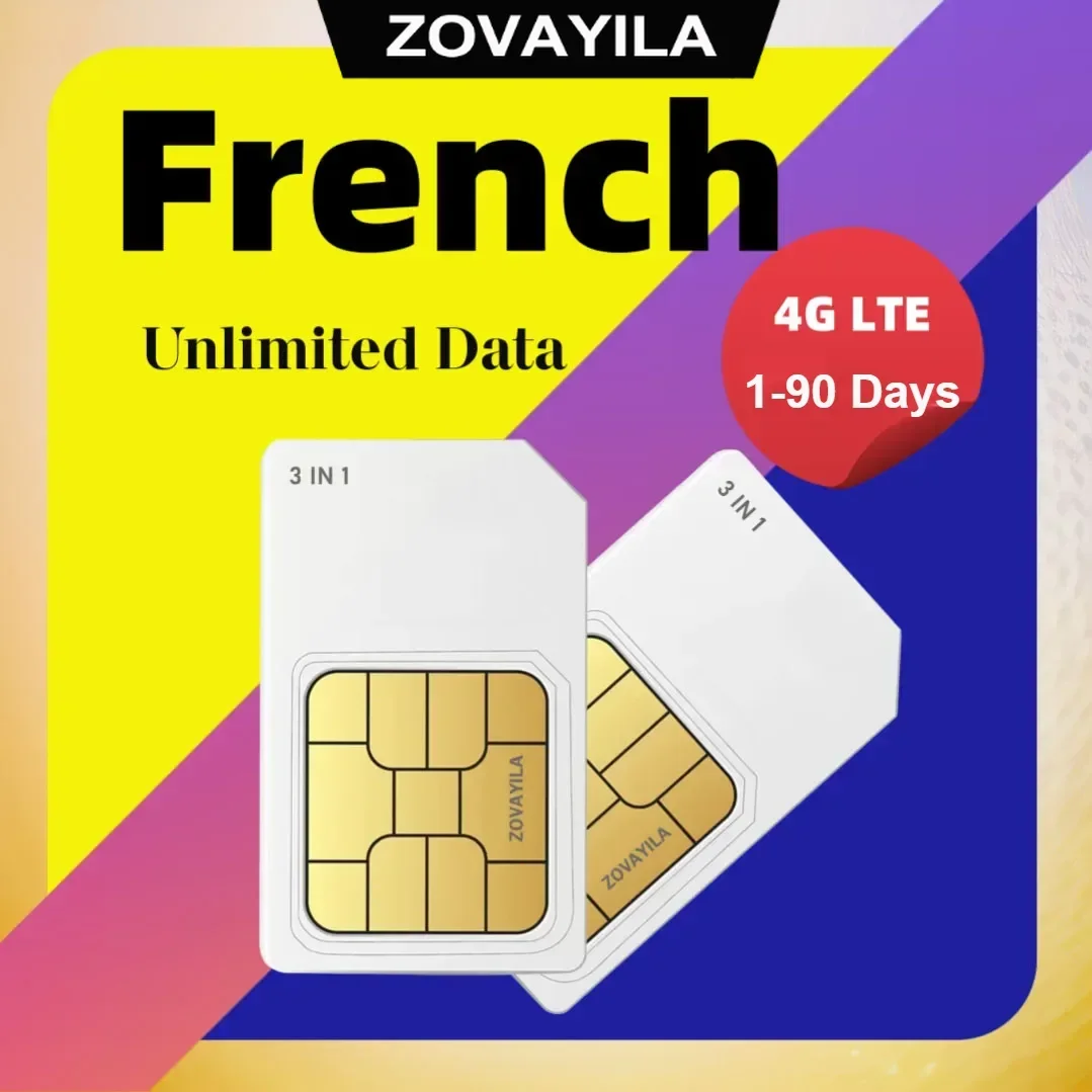 Франция, 1 ГБ/месяц, 30-дневное обслуживание, сеть 4G, подходит для мобильных телефонов/камер/планшетов/Wi-Fi
