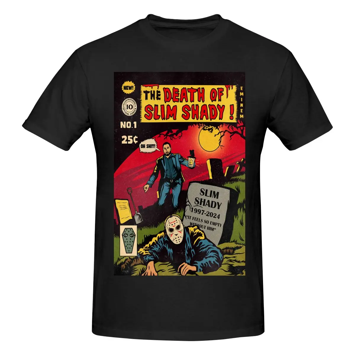 Мужская футболка Funny The Death Of Slim Sahdy. Топы с принтом свободные и облегающие женские футболки.