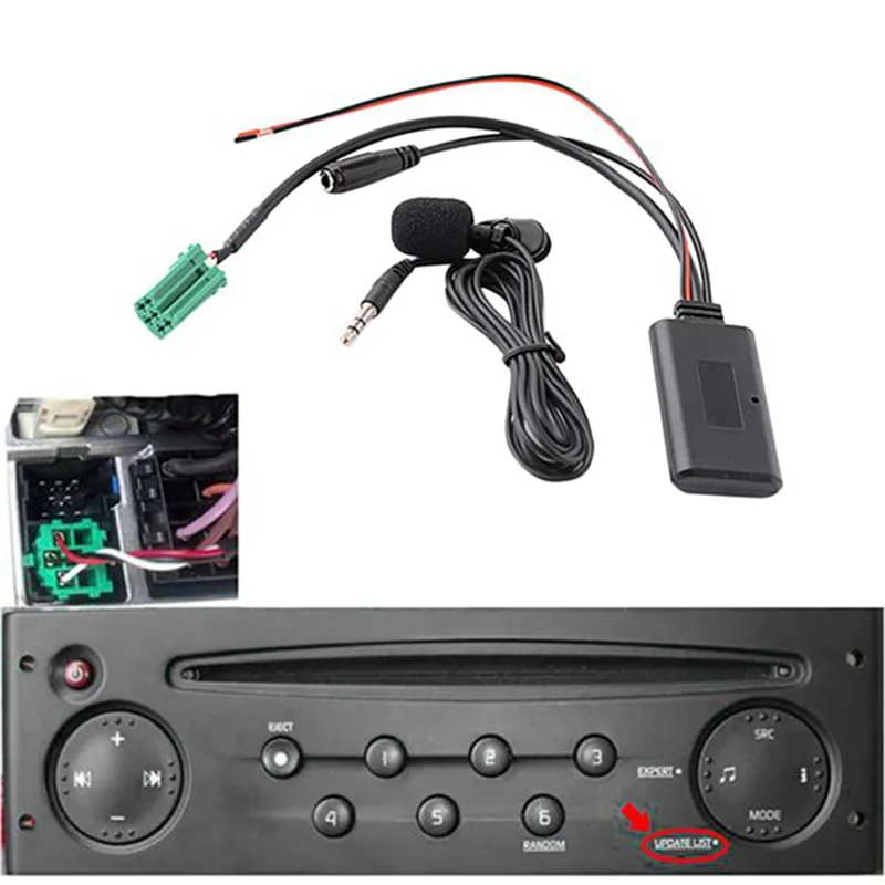 Фото Автомобильный Bluetooth 6Pin Mini ISO AUX IN 3,5 мм аудио разъем съемный микрофон для Renault список обновлений Tunerlist CD моделей №4