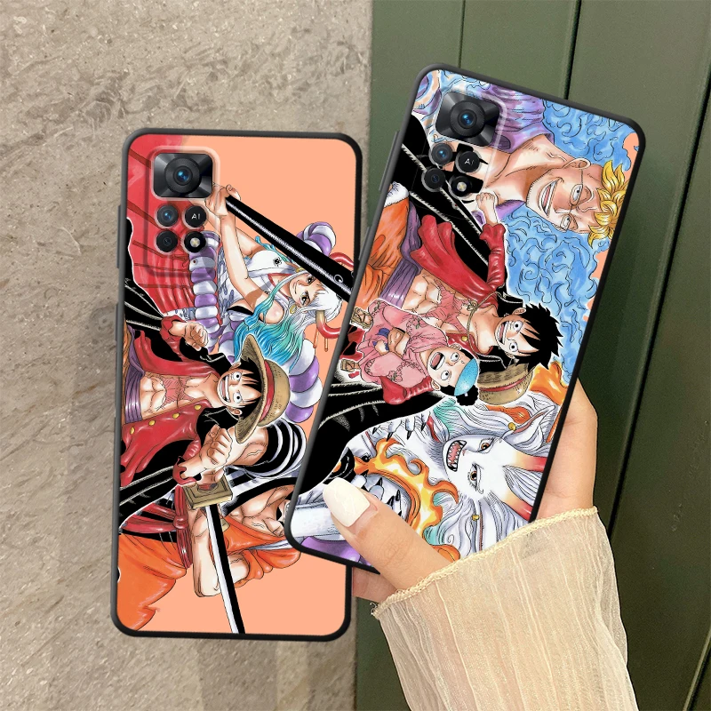 Черный мягкий чехол для телефона Xiaomi Redmi Note 9S 7 8 12s 11s 10S 13 14 Pro Plus 9 10 11 12 Pro Pirate King Luffy Yamato