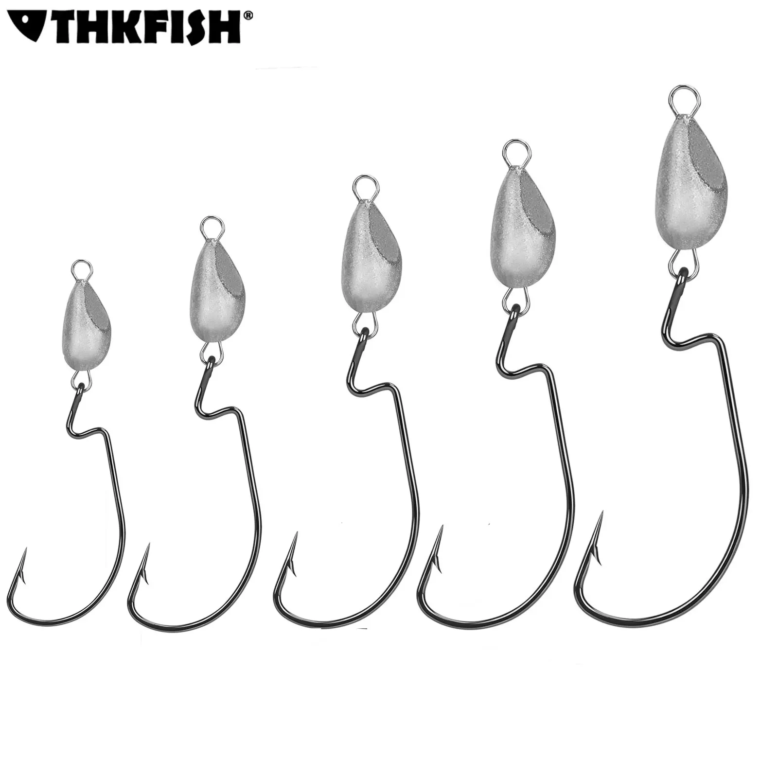 THKFISH 20 шт. комплект рыболовных крючков со свинцовой головкой, офсетный крючок из высокоуглеродистой стали, 3,5 г, 5 г, 7 г, 10 г, 14 г, вес, джиг-головка, колючий крючок