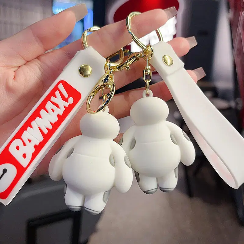 Фото Disney Big Hero 6 Baymax милый мультфильм аниме ПВХ брелок для ключей от машины украшения рюкзак подвеска на молнии подарок на Хэллоуин и Рождество №4