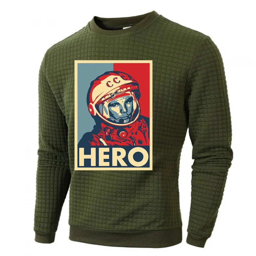 Фото Винтажные мужские толстовки, русский CCCP HERO Юрий Gagarin, советский спортивный костюм Cosmonau, пуловер, топы, весенне-осенняя футболка с длинным рукавом №2